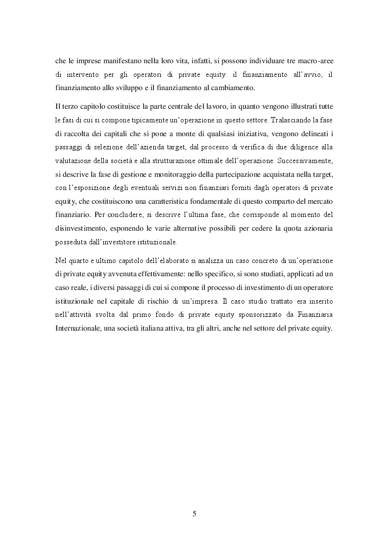 Anteprima della tesi: Il private equity nel mercato italiano: dal processo di acquisto al disinvestimento, Pagina 4