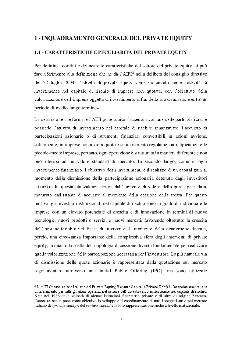 Anteprima della tesi: Il private equity nel mercato italiano: dal processo di acquisto al disinvestimento, Pagina 5