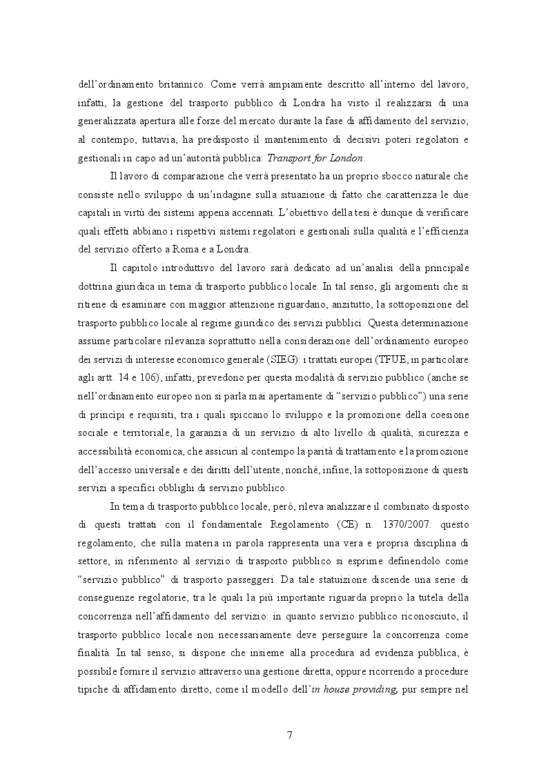 Anteprima della tesi: La gestione del trasporto pubblico locale. Un'analisi comparata tra Roma e Londra, Pagina 3