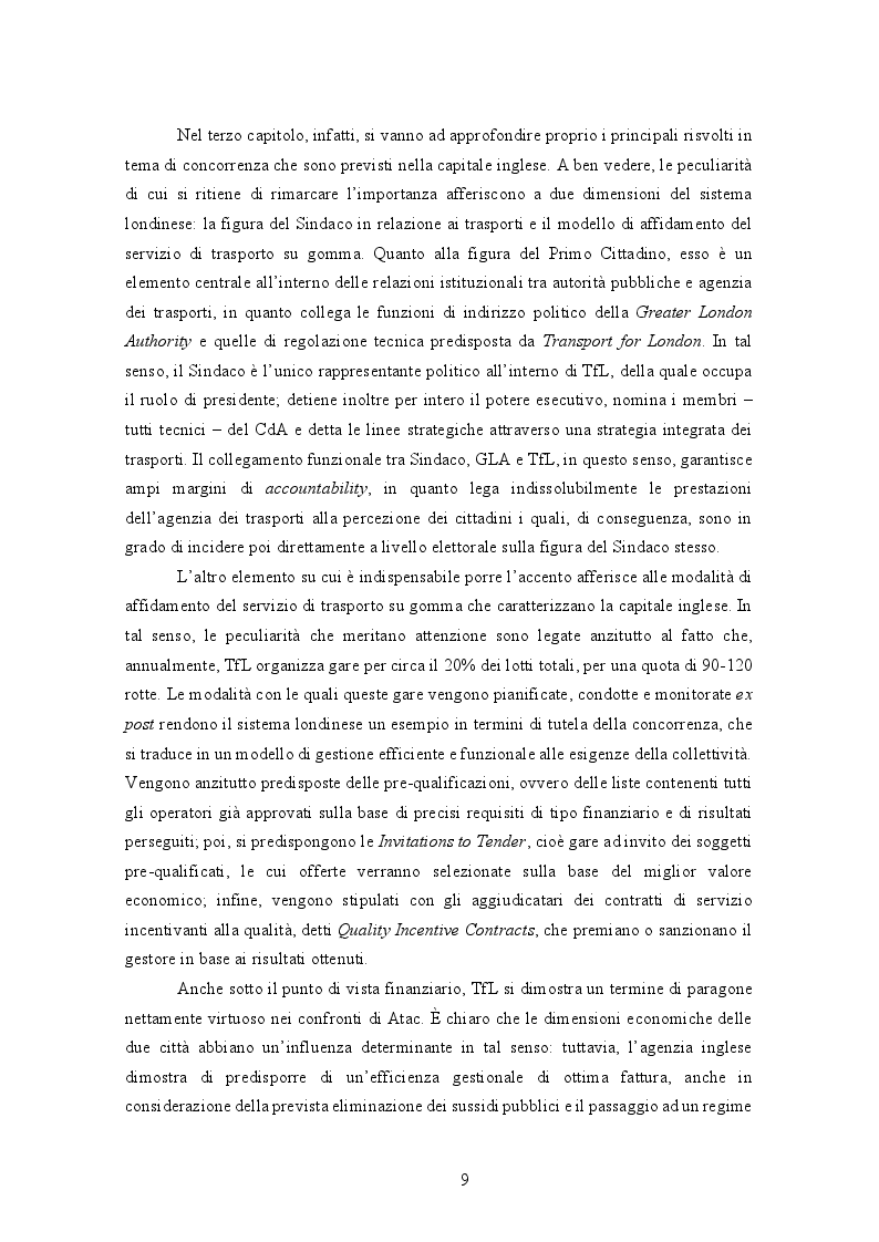 Anteprima della tesi: La gestione del trasporto pubblico locale. Un'analisi comparata tra Roma e Londra, Pagina 5