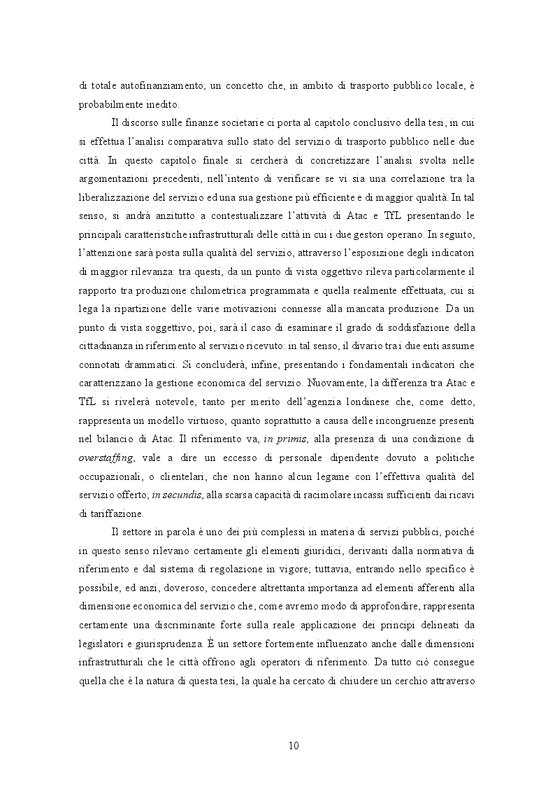 Anteprima della tesi: La gestione del trasporto pubblico locale. Un'analisi comparata tra Roma e Londra, Pagina 6