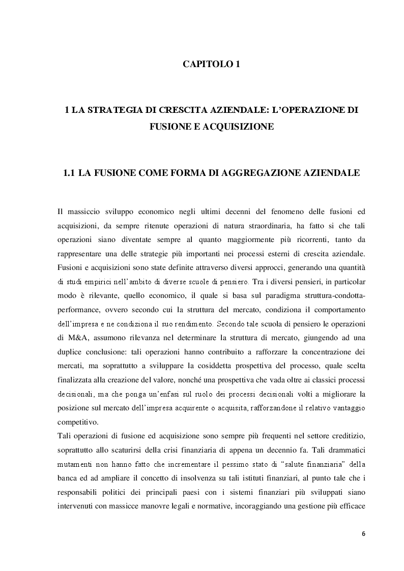 Anteprima della tesi: Le operazioni di fusione e acquisizione in ambito bancario: focus sul caso Crédit Agricole, Pagina 4