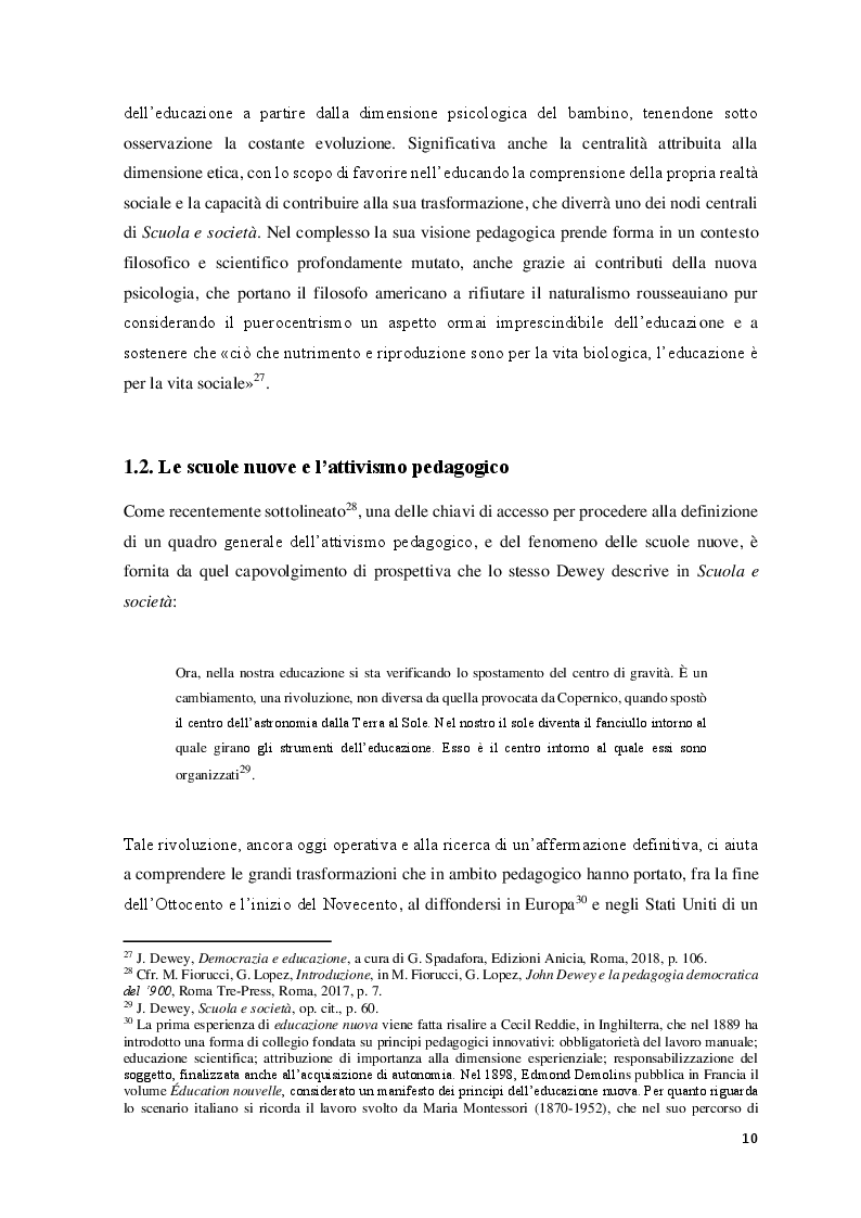 Estratto dalla tesi: Educazione, scuola e progresso sociale nel pensiero pedagogico di John Dewey