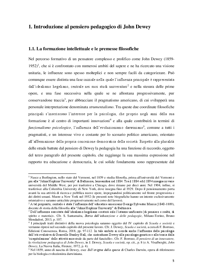Anteprima della tesi: Educazione, scuola e progresso sociale nel pensiero pedagogico di John Dewey, Pagina 4