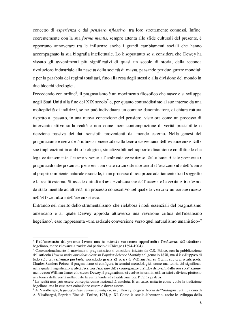 Anteprima della tesi: Educazione, scuola e progresso sociale nel pensiero pedagogico di John Dewey, Pagina 5