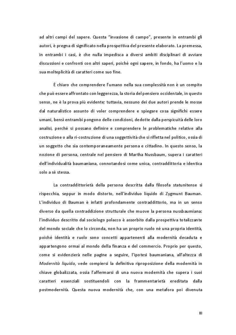 Anteprima della tesi: Essere persone. I caratteri etico-educativi dell'umano in Bauman e Nussbaum, Pagina 4