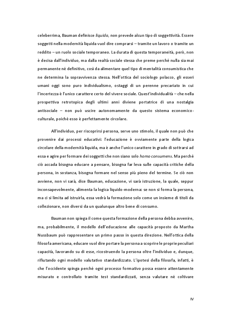 Anteprima della tesi: Essere persone. I caratteri etico-educativi dell'umano in Bauman e Nussbaum, Pagina 5