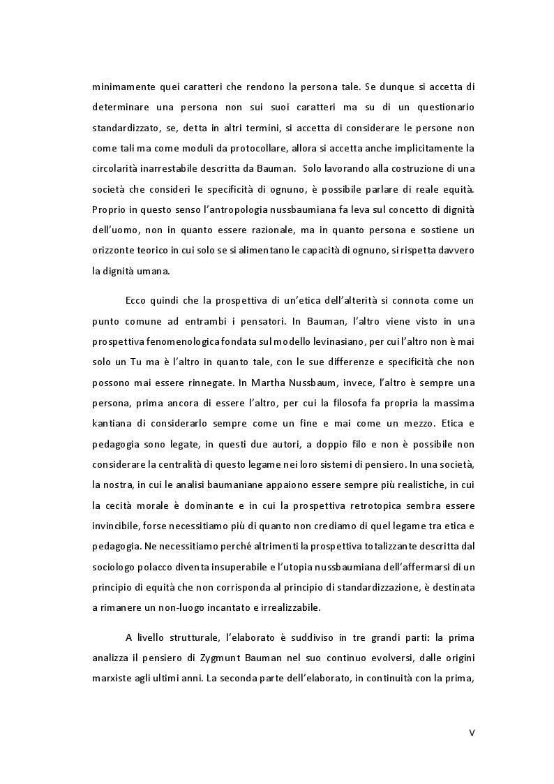 Anteprima della tesi: Essere persone. I caratteri etico-educativi dell'umano in Bauman e Nussbaum, Pagina 6