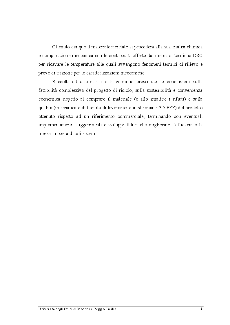 Anteprima della tesi: Filamento in PET riciclato: produzione, analisi ed utilizzo in stampanti 3D FFF, Pagina 5