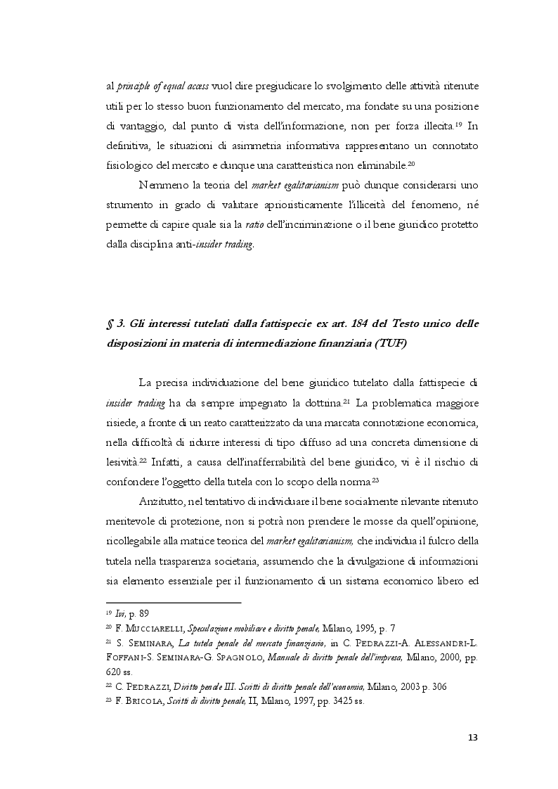 Anteprima della tesi: L'insider trading dalle origini statunitensi alla disciplina comunitaria e italiana: la sistematica punitiva, Pagina 10