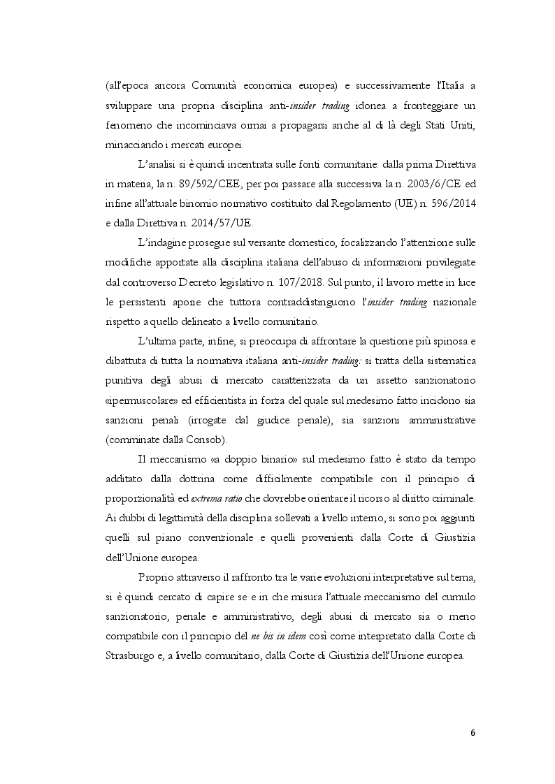 Anteprima della tesi: L'insider trading dalle origini statunitensi alla disciplina comunitaria e italiana: la sistematica punitiva, Pagina 3