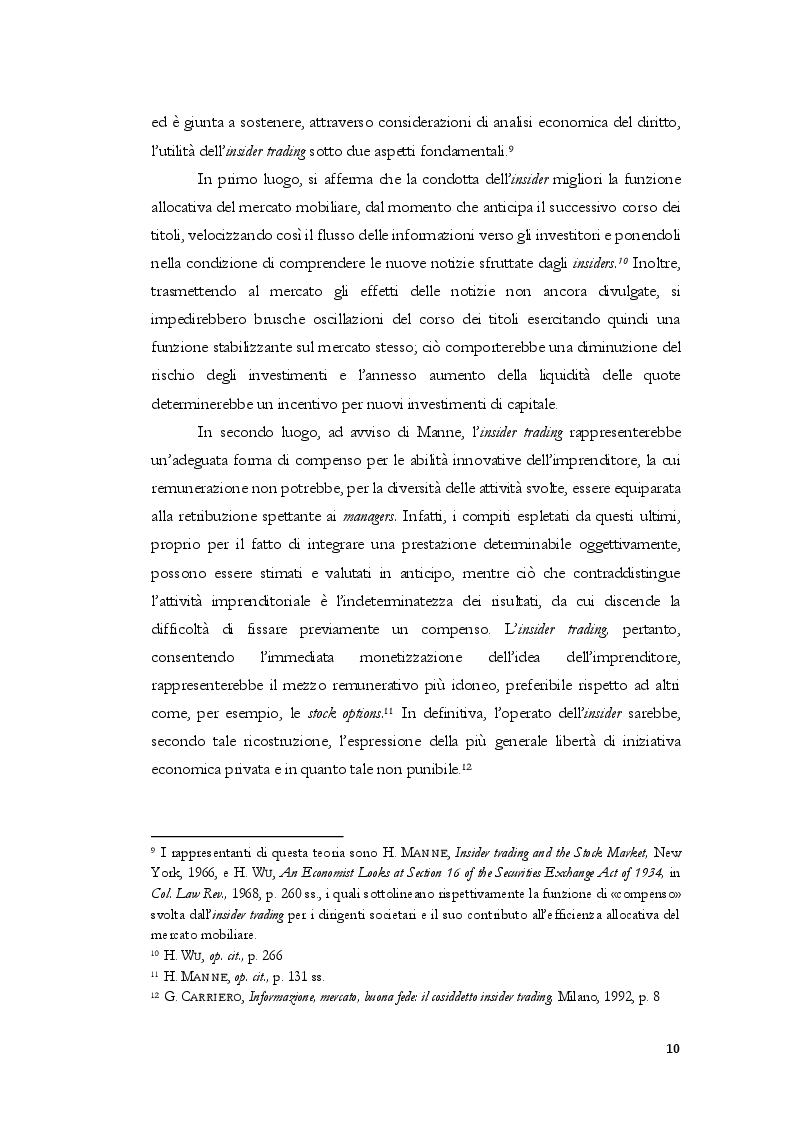 Anteprima della tesi: L'insider trading dalle origini statunitensi alla disciplina comunitaria e italiana: la sistematica punitiva, Pagina 7