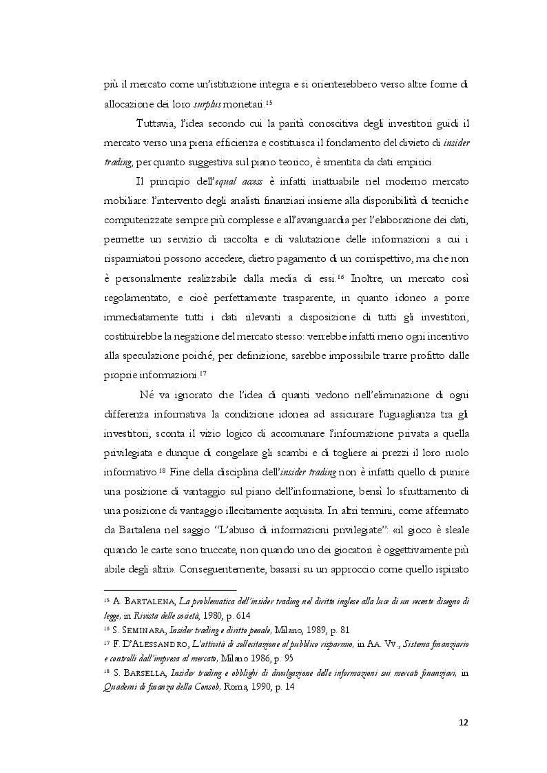 Anteprima della tesi: L'insider trading dalle origini statunitensi alla disciplina comunitaria e italiana: la sistematica punitiva, Pagina 9