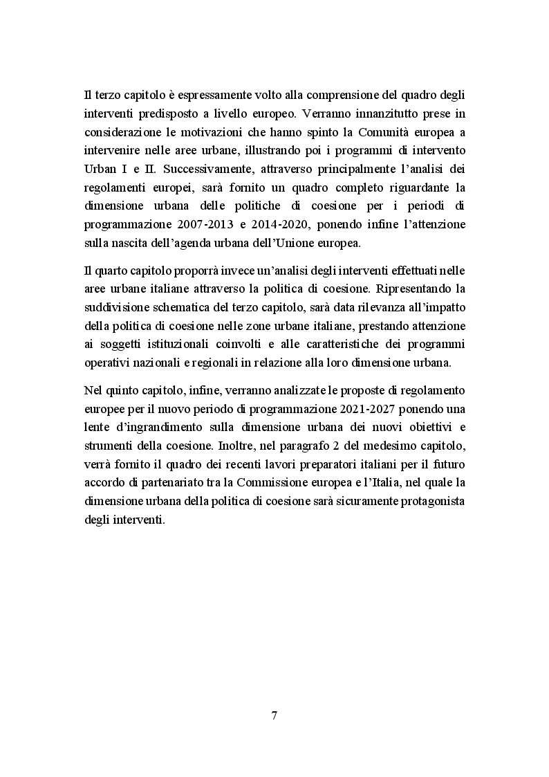 Anteprima della tesi: La politica di coesione europea per le aree urbane: attuazione, impatto e prospettive, Pagina 4