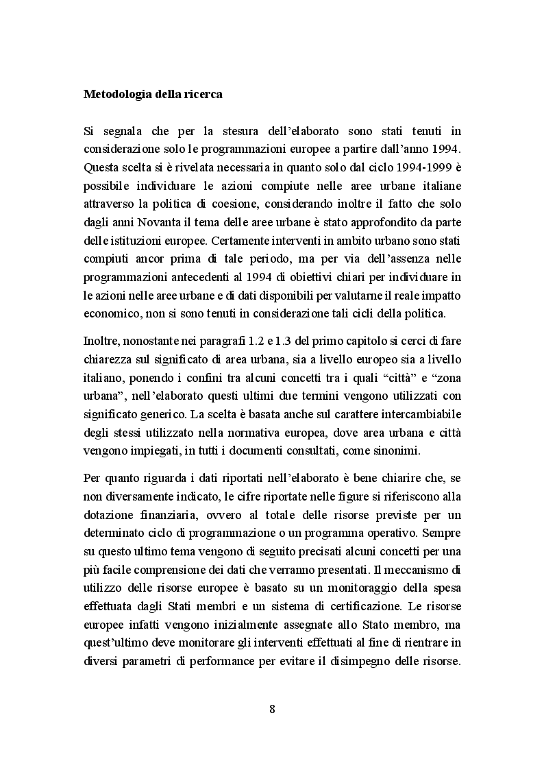 Anteprima della tesi: La politica di coesione europea per le aree urbane: attuazione, impatto e prospettive, Pagina 5