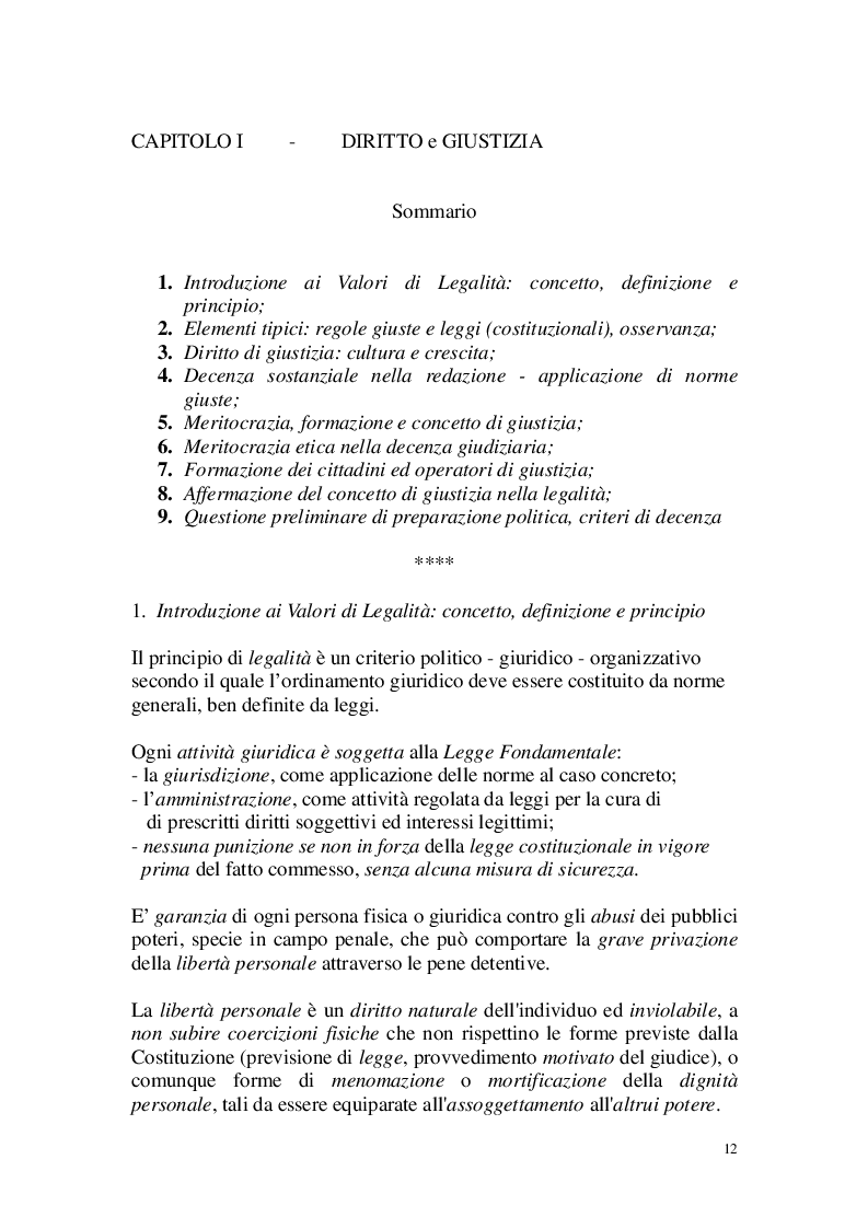 Anteprima della tesi: Diritto vivente e valori costituzionali e comunitari ovvero: profili d’illegalità del diritto vivente che contrastano con i valori del diritto costituzionale e comunitario, Pagina 5