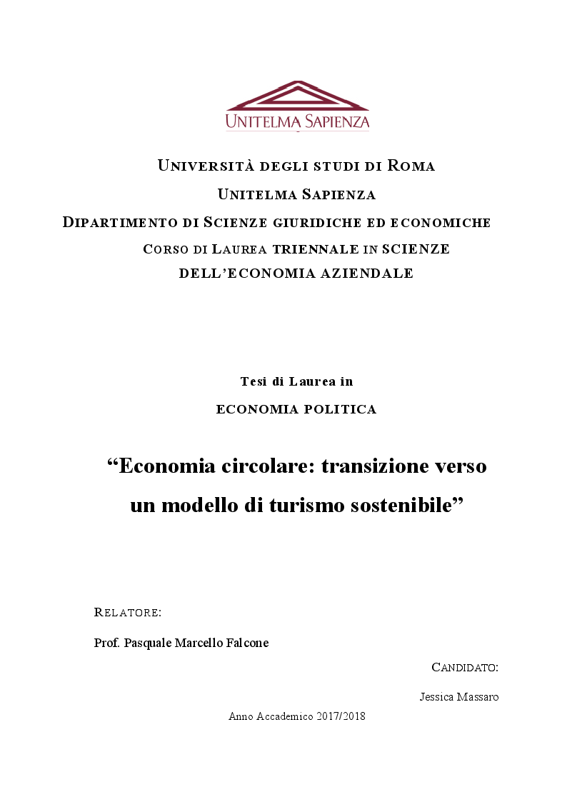 Anteprima della tesi: Economia circolare: transizione verso un modello di turismo sostenibile, Pagina 1