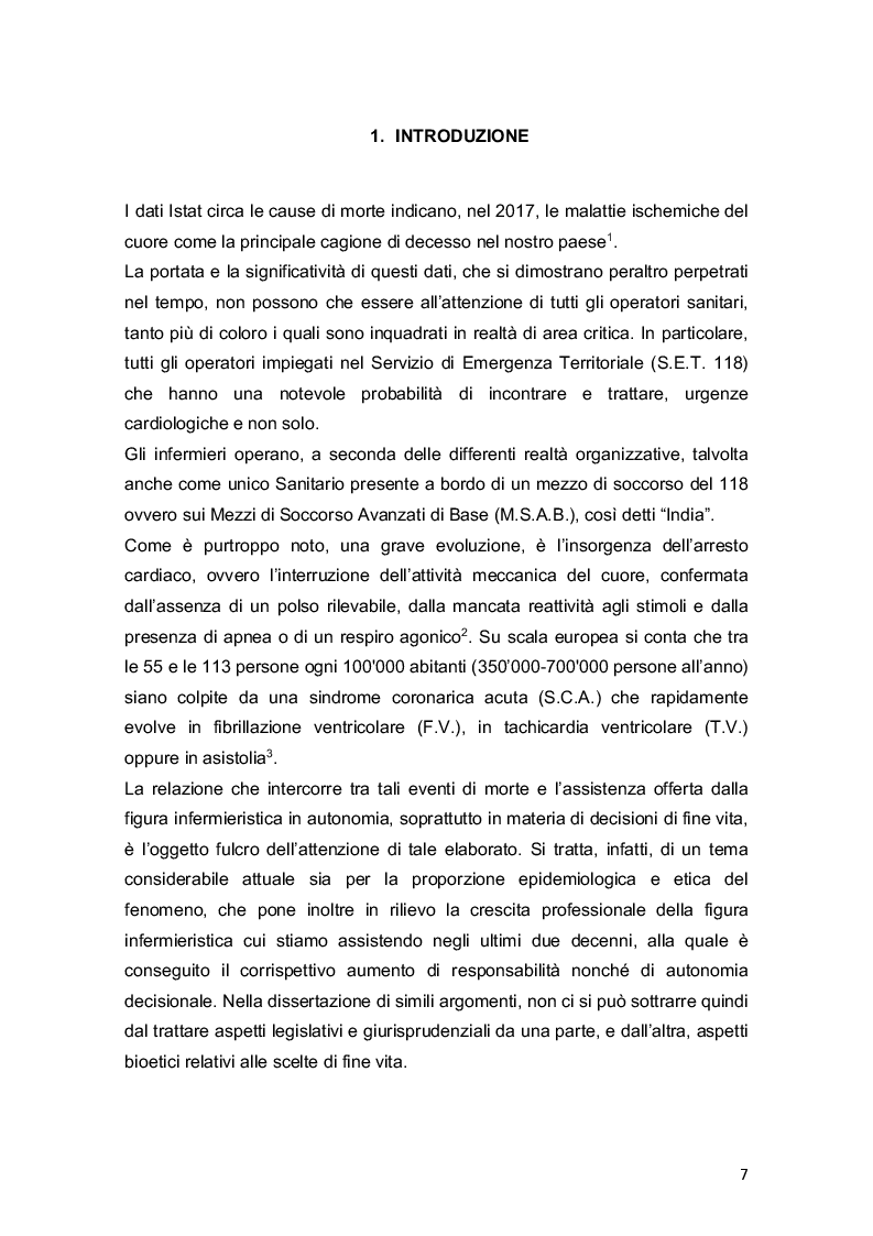 Anteprima della tesi: L'Infermiere del S.E.T. 118: quali decisioni di fine vita?, Pagina 3