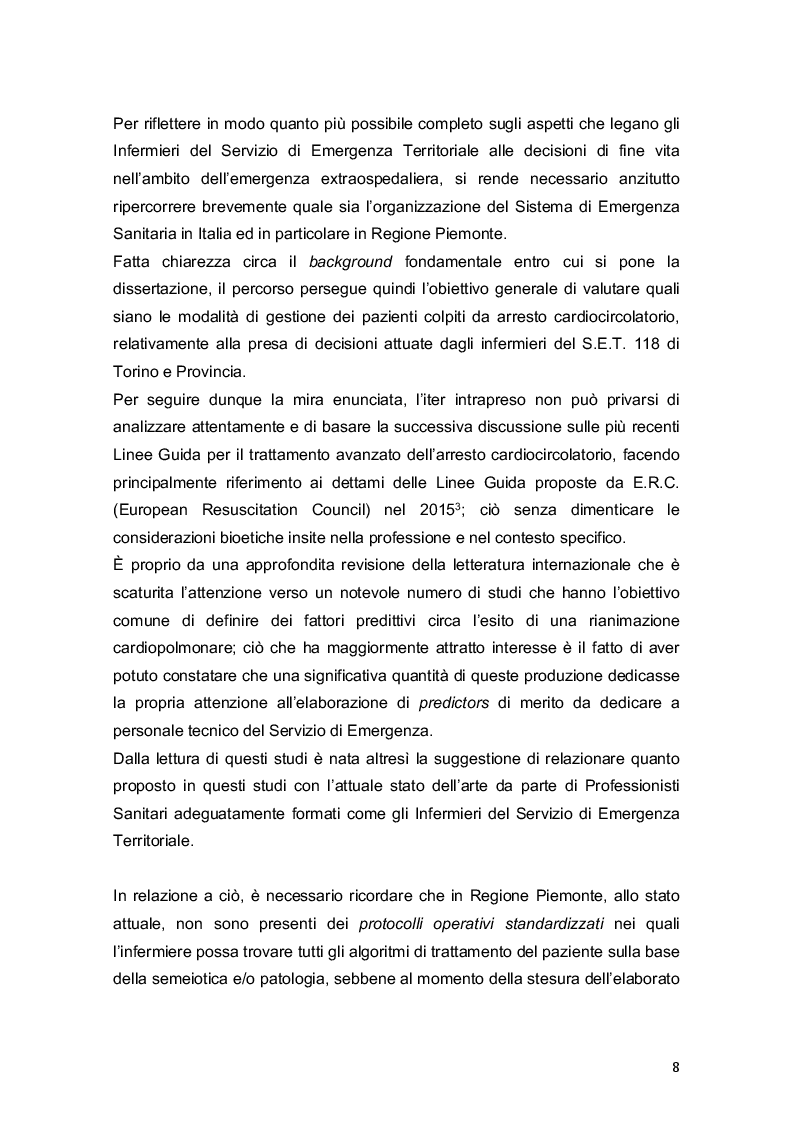 Anteprima della tesi: L'Infermiere del S.E.T. 118: quali decisioni di fine vita?, Pagina 4