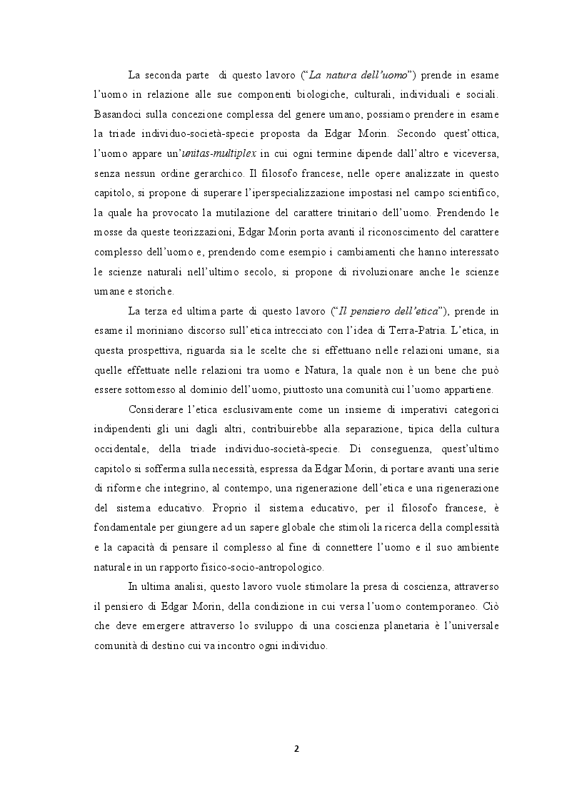 Anteprima della tesi: Il problema della complessità: ecologia, etica ed educazione nel pensiero di Edgar Morin, Pagina 3