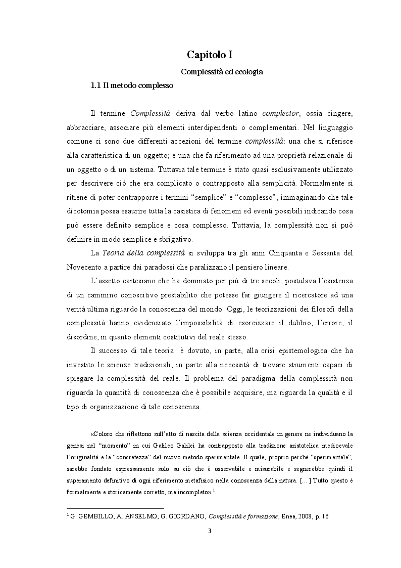 Anteprima della tesi: Il problema della complessità: ecologia, etica ed educazione nel pensiero di Edgar Morin, Pagina 4