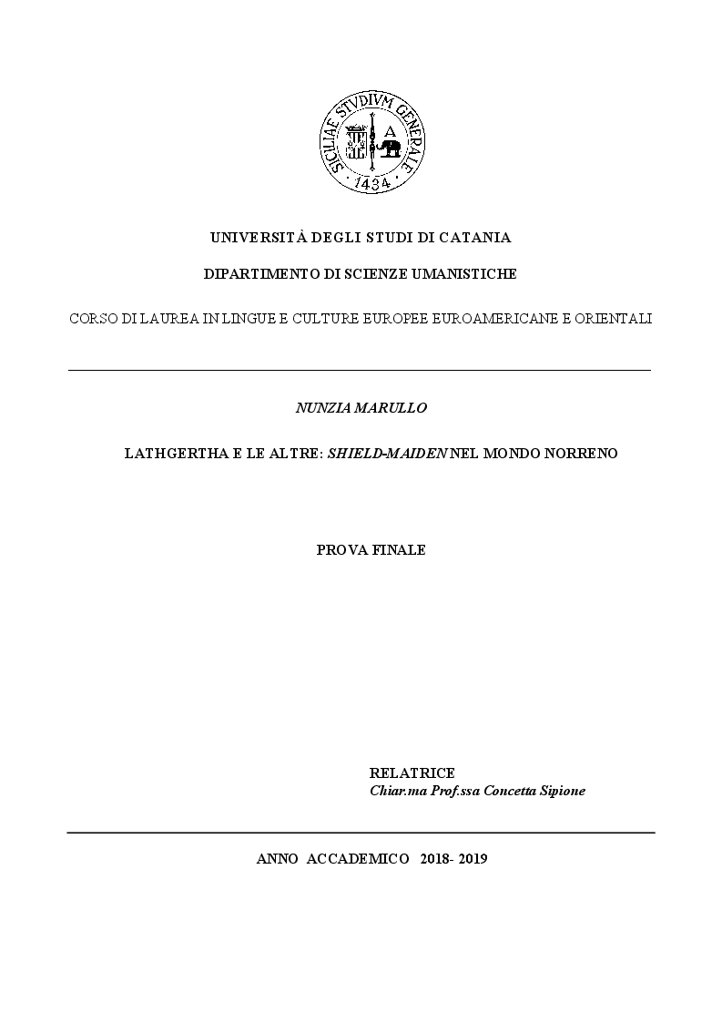 Anteprima della tesi: Lathgertha e le altre: shield-maiden nel mondo norreno, Pagina 1