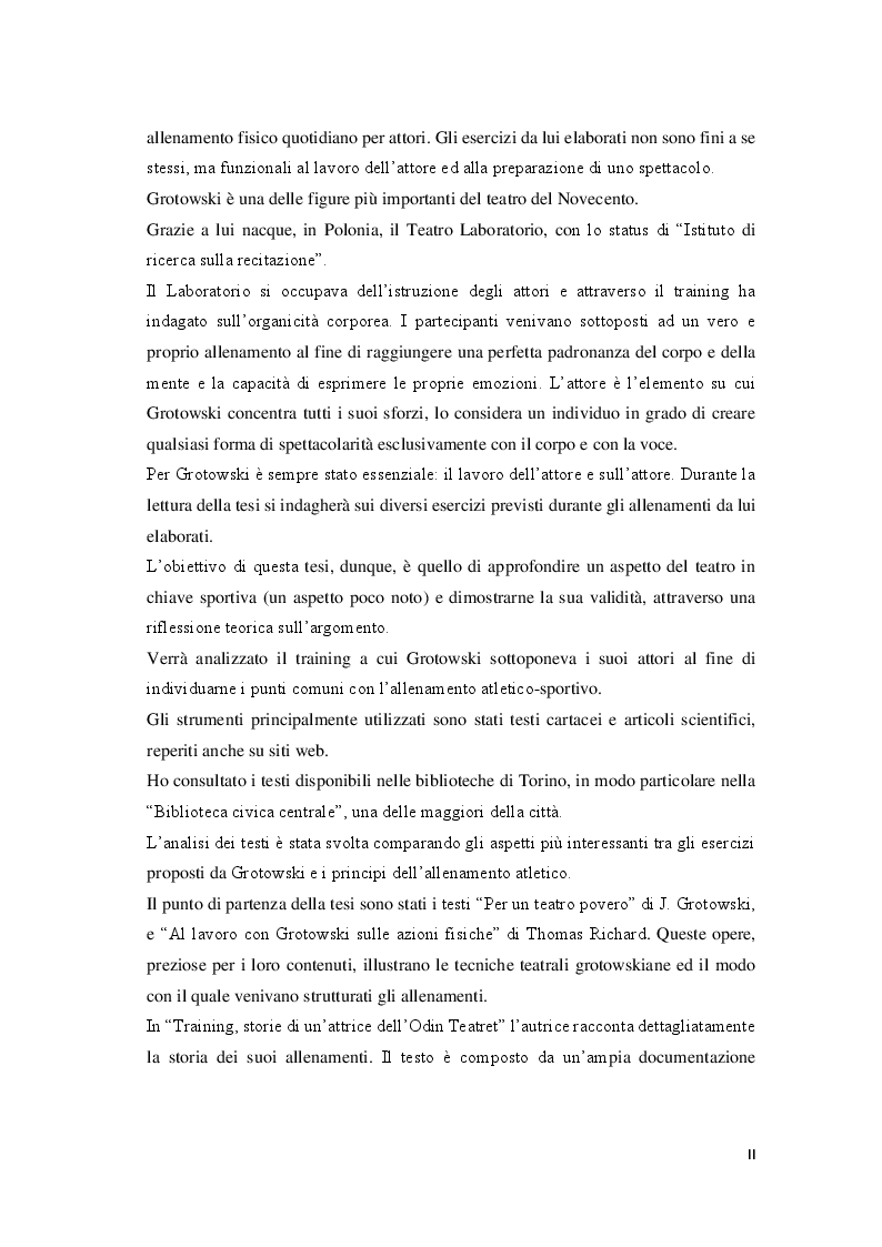 Anteprima della tesi: Attori e atleti: una comparazione tra l'allenamento fisico di J. Grotowski e quello sportivo, Pagina 3