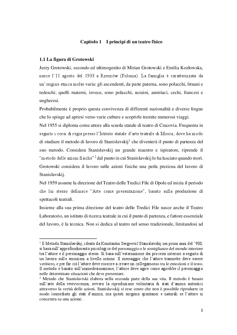 Anteprima della tesi: Attori e atleti: una comparazione tra l'allenamento fisico di J. Grotowski e quello sportivo, Pagina 6