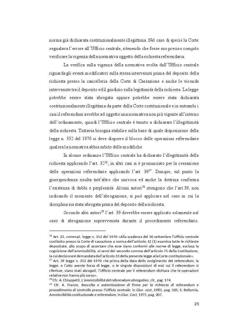 Anteprima della tesi: Il controllo sull’ammissibilità del referendum abrogativo e il rischio di un giudizio anticipato di legittimità costituzionale, Pagina 5