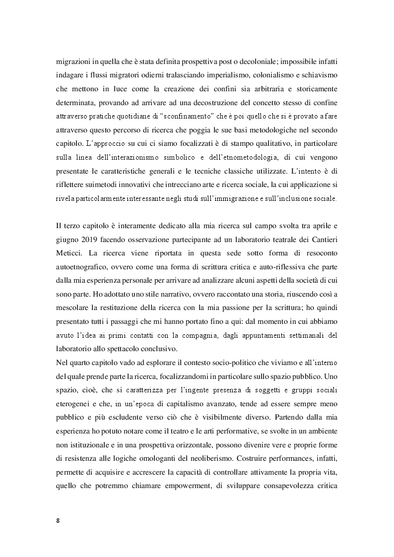 Anteprima della tesi: Sperimentare l'autoetnografia a teatro. Un percorso di ricerca qualitativa con i Cantieri Meticci a Bologna, Pagina 4