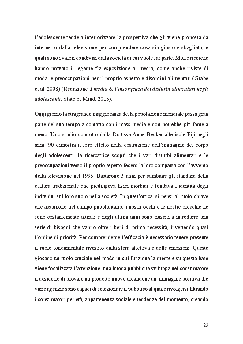 Anteprima della tesi: Fat Talk: il ruolo della comunicazione e le responsabilità dei Mass Media, Pagina 5