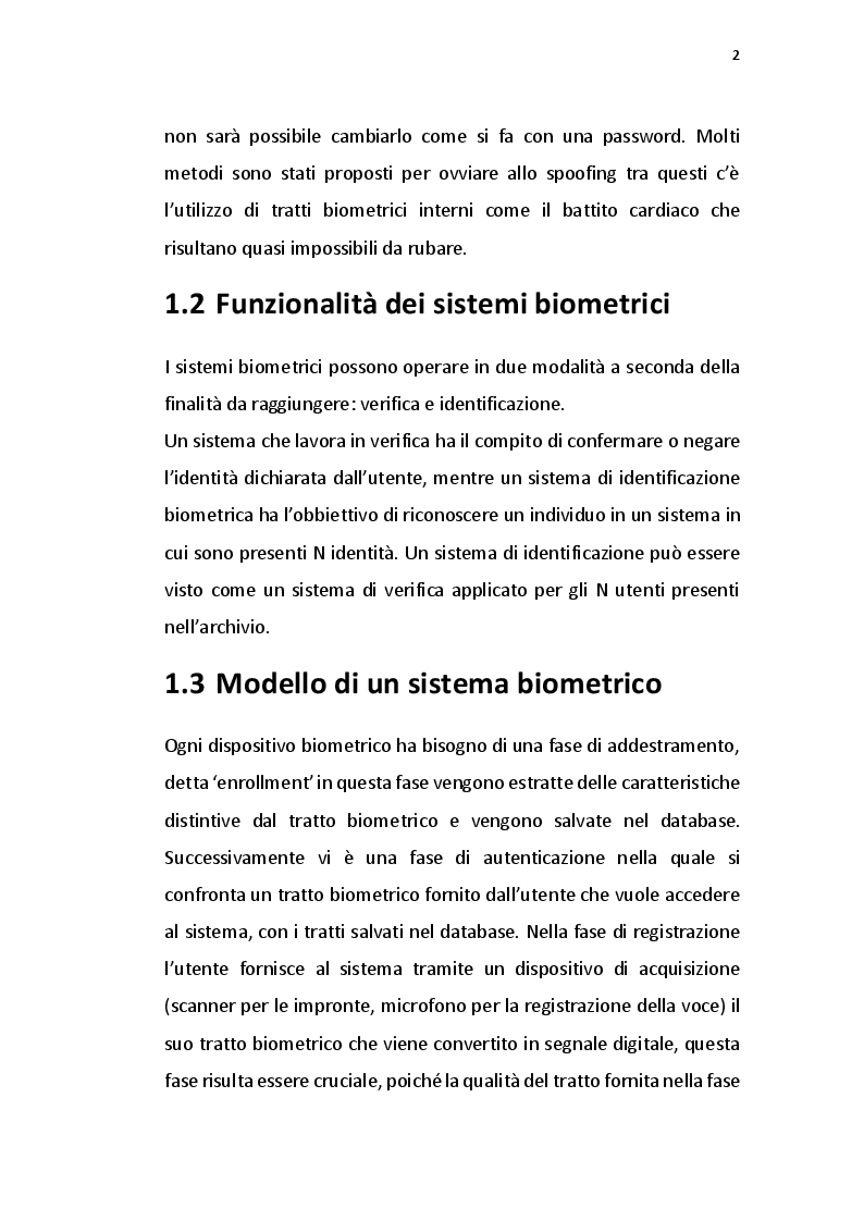 Anteprima della tesi: Verifica dell'identità tramite elettrocardiogramma e impronta digitale, Pagina 3