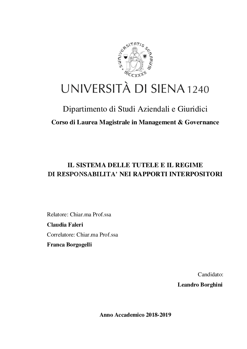 Anteprima della tesi: Il sistema delle tutele e il regime di responsabilità nei rapporti interpositori, Pagina 1
