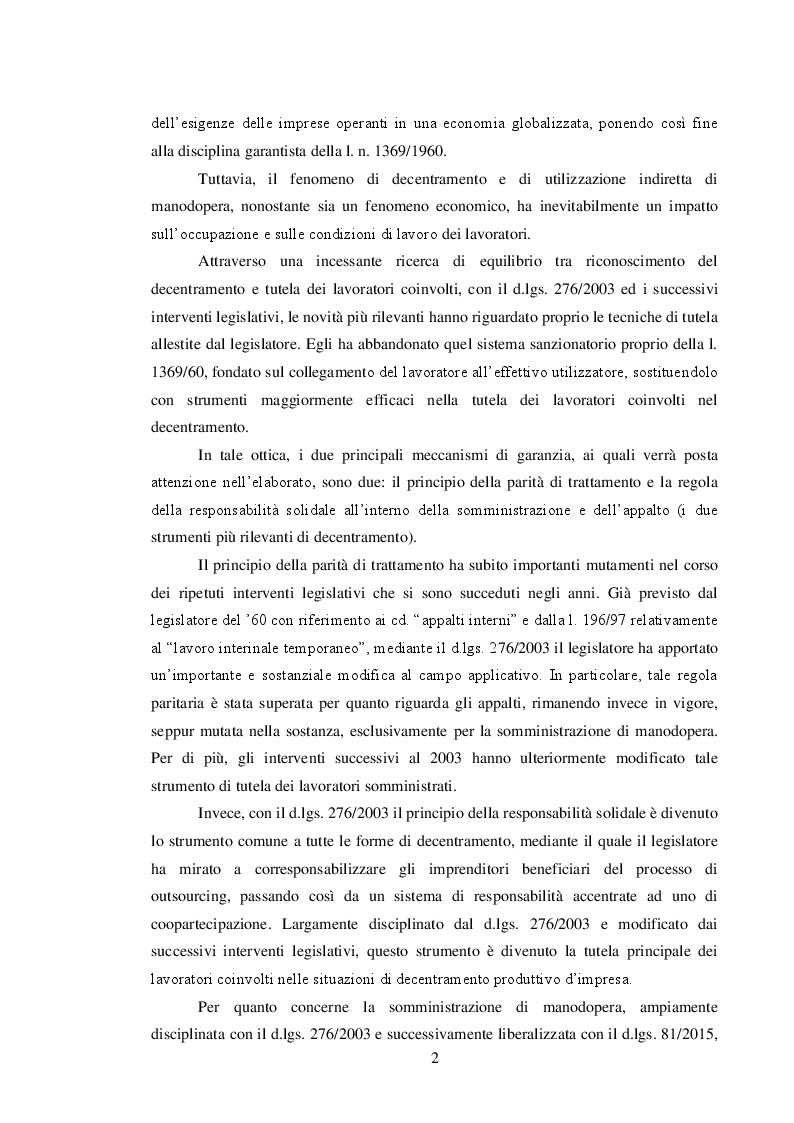 Anteprima della tesi: Il sistema delle tutele e il regime di responsabilità nei rapporti interpositori, Pagina 3