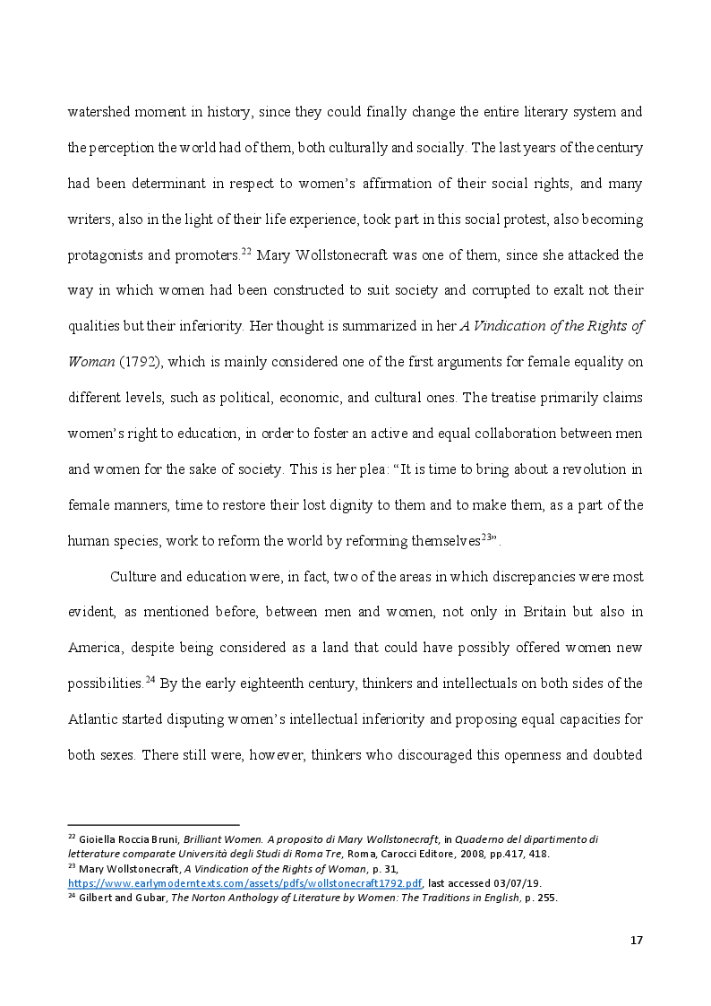 Anteprima della tesi: Self-Made Women - Catharine Maria Sedgwick and Fanny Fern, masters of women's independence, Pagina 7