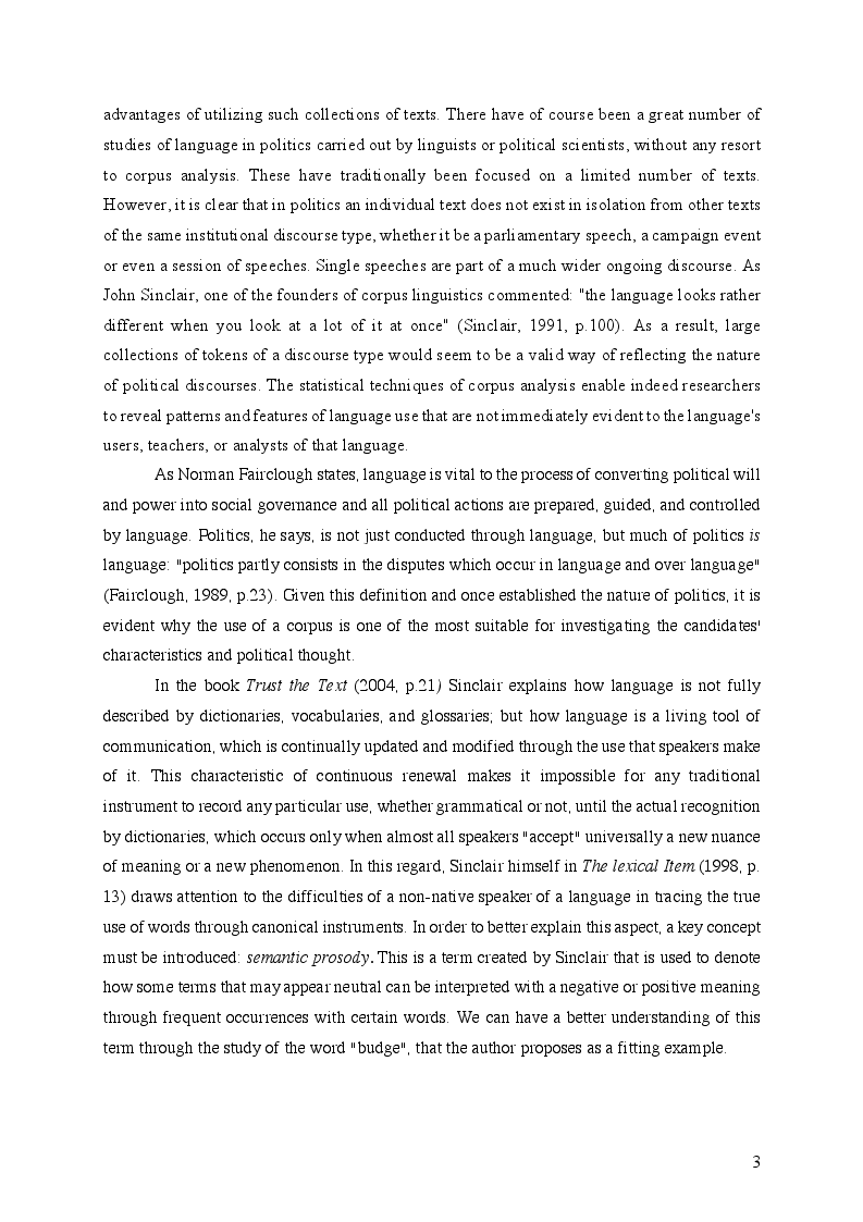 Anteprima della tesi: A Corpus Assisted Comparative Analysis of Donald Trump’s and Hillary Clinton’s Speeches during the 2016 Presidential Election, Pagina 4