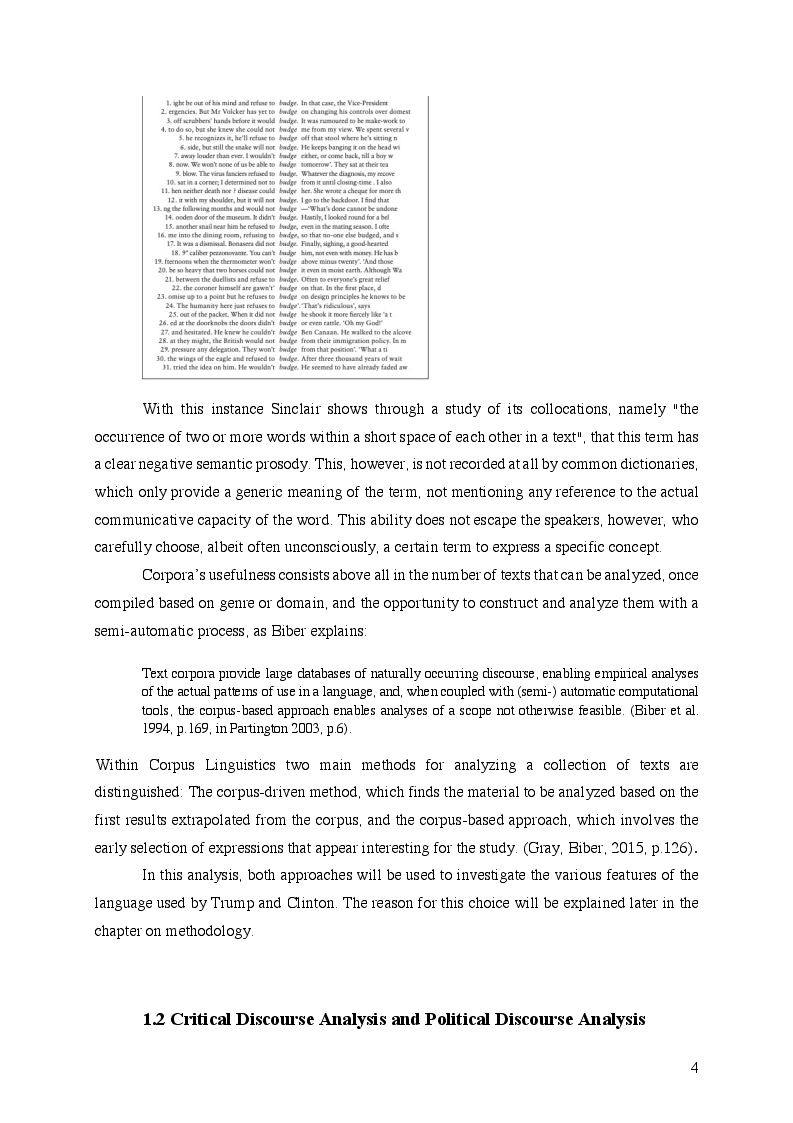Anteprima della tesi: A Corpus Assisted Comparative Analysis of Donald Trump’s and Hillary Clinton’s Speeches during the 2016 Presidential Election, Pagina 5