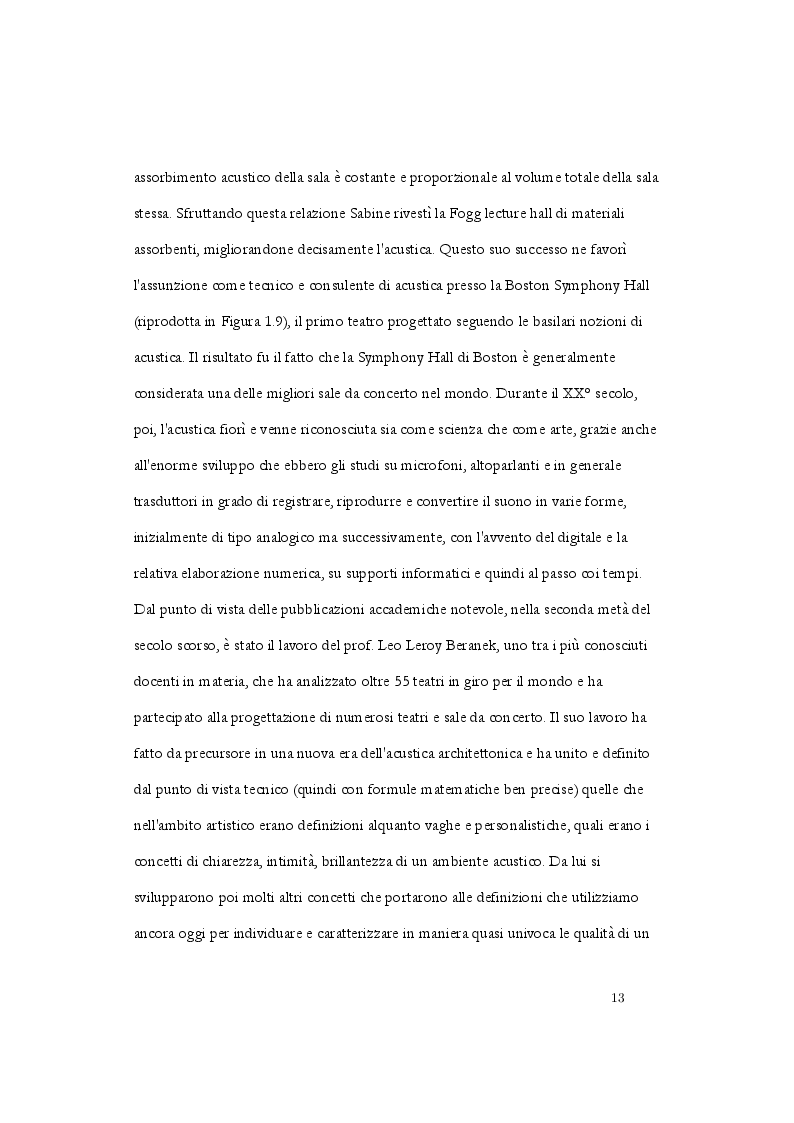Anteprima della tesi: Analisi acustica e caratterizzazione sperimentale di un ambiente confinato: teatro parrocchiale S. Chiara in Roma, Pagina 10