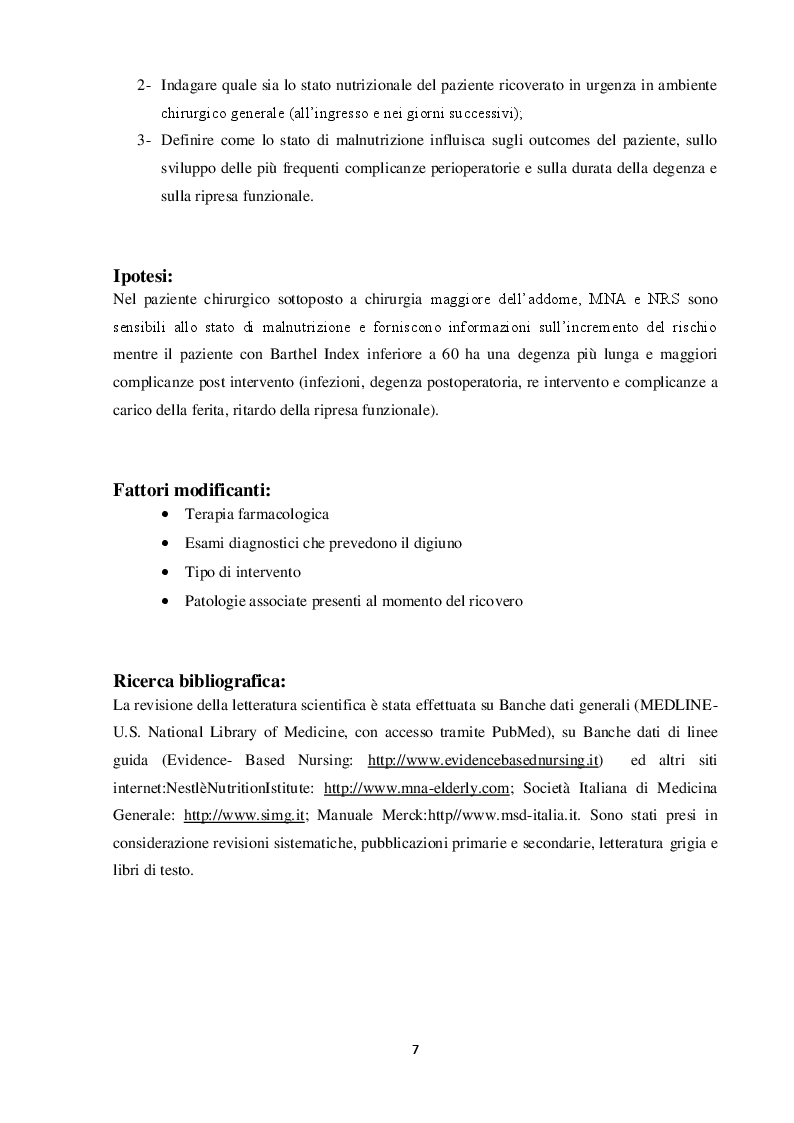 Anteprima della tesi: Valutazione nutrizionale in chirurgia d'urgenza, Pagina 3
