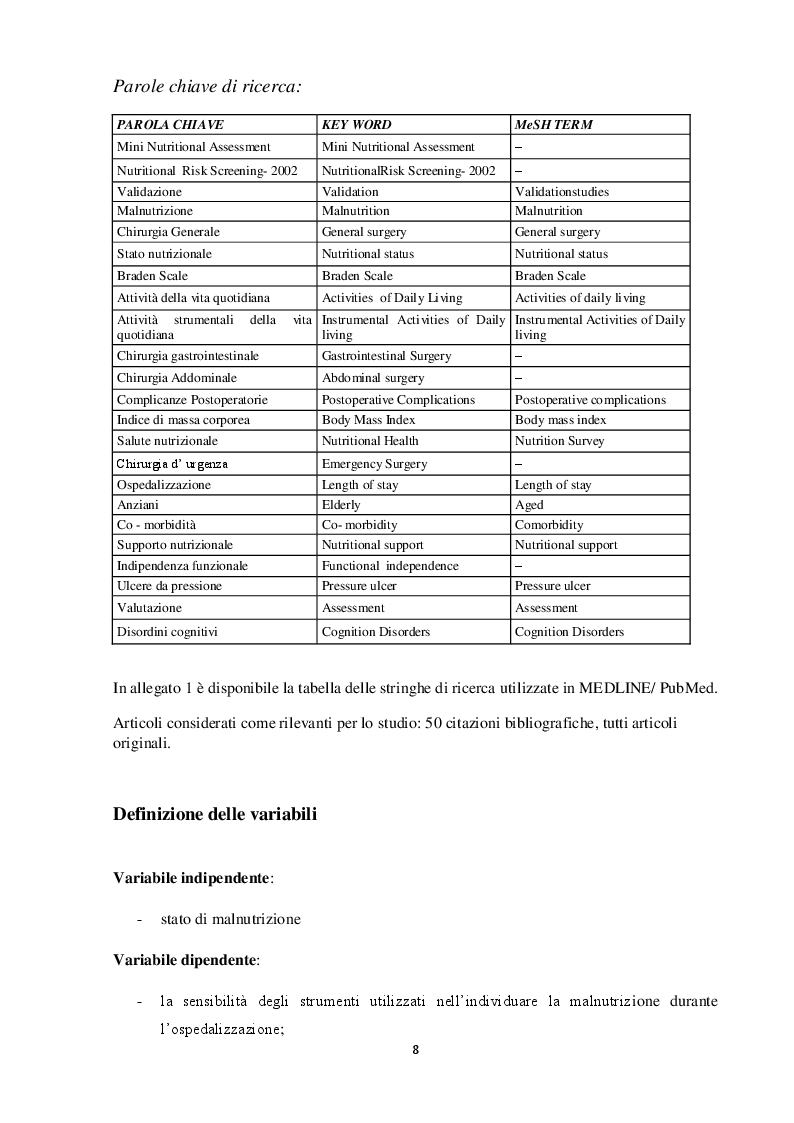 Anteprima della tesi: Valutazione nutrizionale in chirurgia d'urgenza, Pagina 4