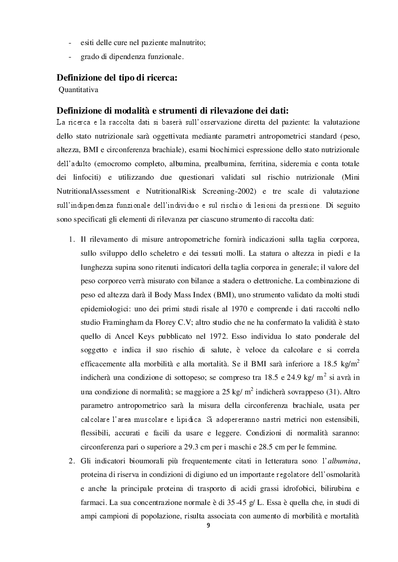 Anteprima della tesi: Valutazione nutrizionale in chirurgia d'urgenza, Pagina 5