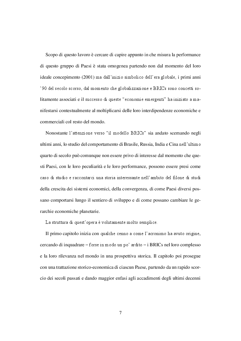 Anteprima della tesi: I BRICs nel processo di sviluppo economico mondiale, Pagina 4