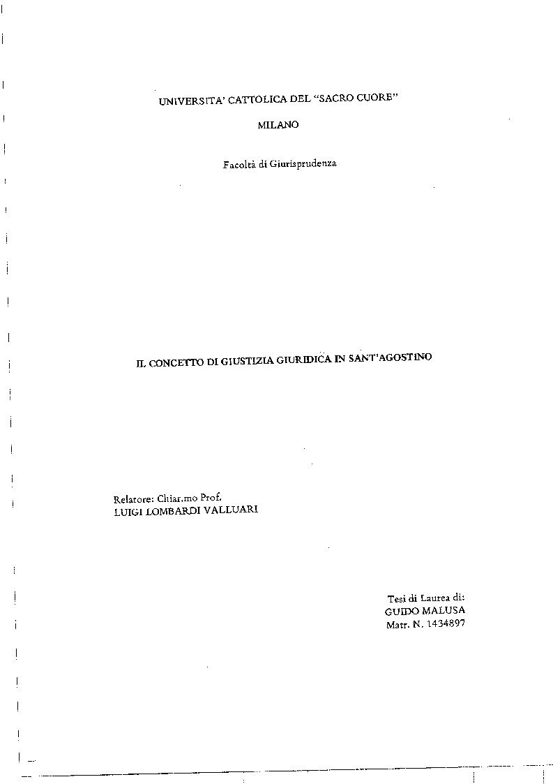 Anteprima della tesi: Il concetto di giustizia giuridica in Sant'Agostino, Pagina 1