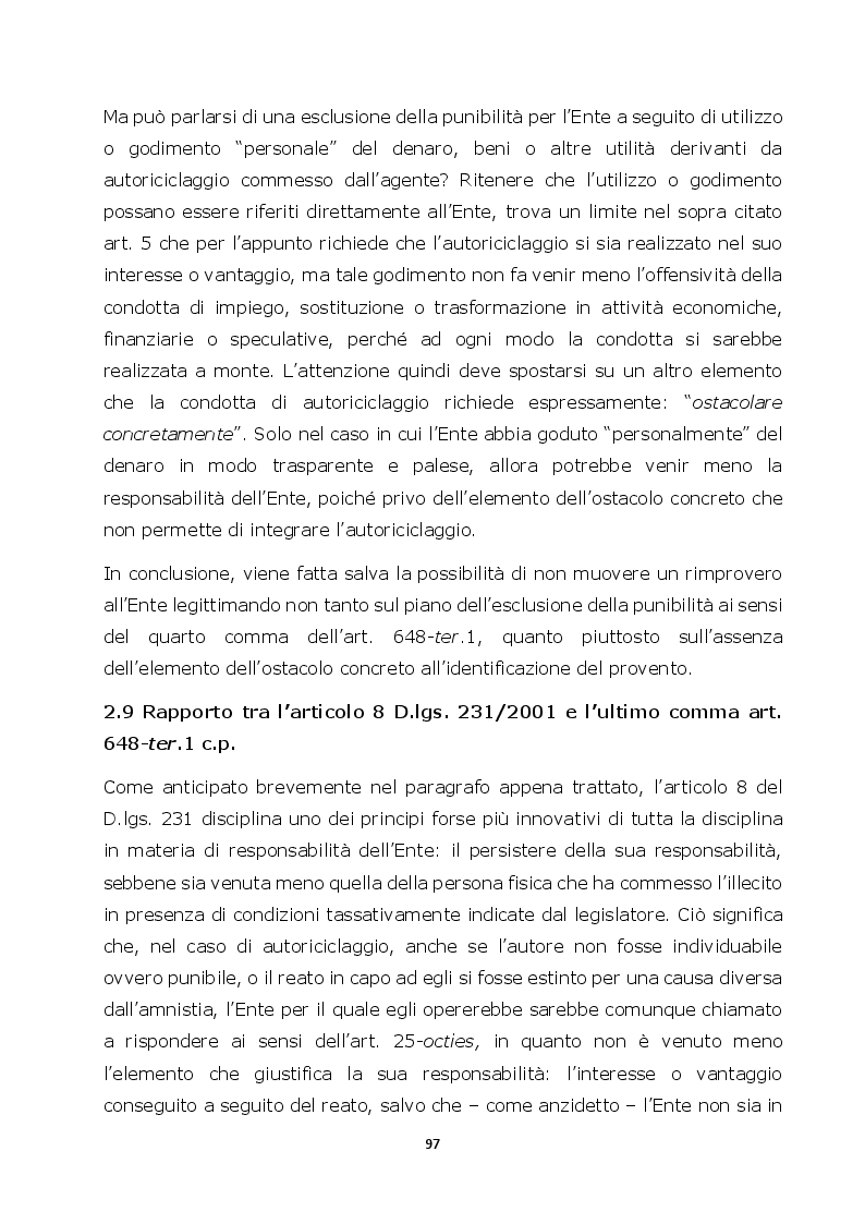 Anteprima della tesi: Autoriciclaggio e art. 25-octies D.lgs. 231/2001: come varia il principio di legalità, Pagina 9