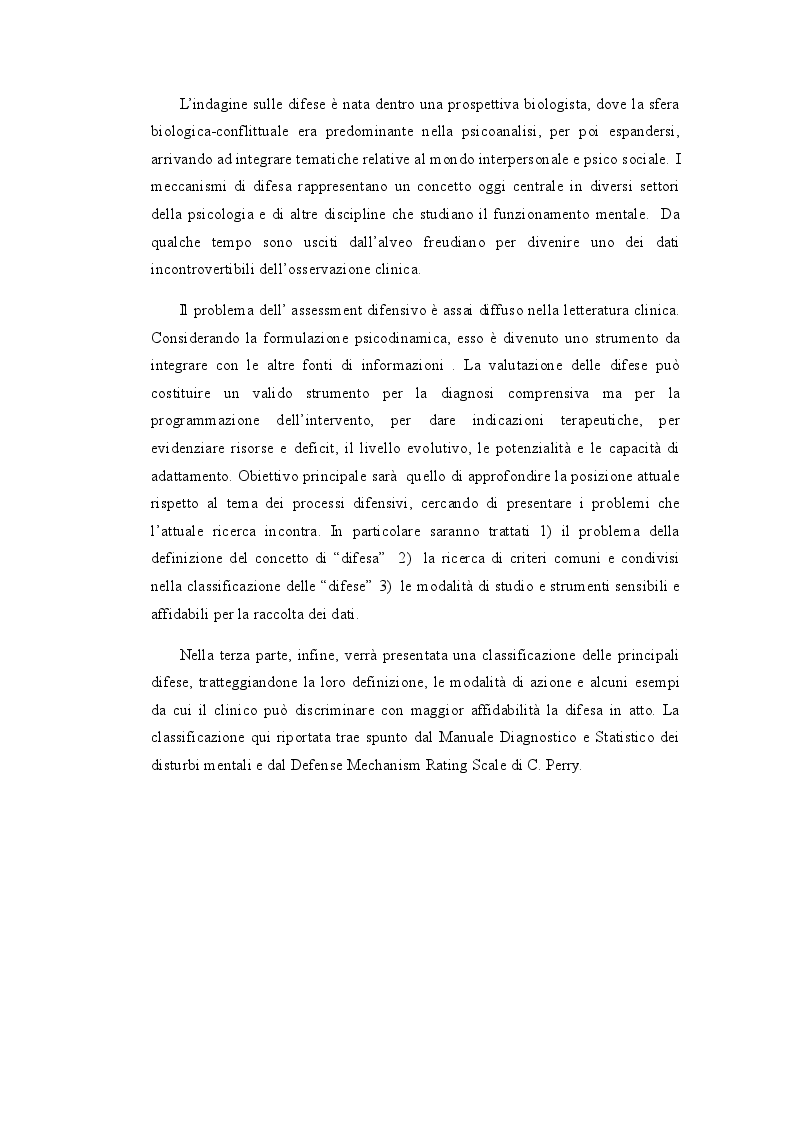 Anteprima della tesi: I Meccanismi di Difesa nella diagnosi psicologica attuale, Pagina 5