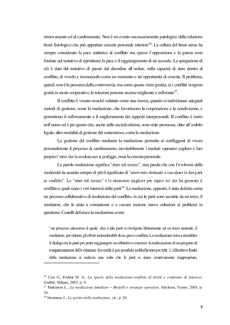 Estratto dalla tesi: La Mediazione nei conflitti familiari