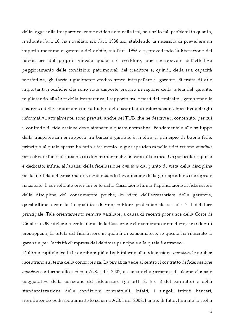 Anteprima della tesi: Questioni attuali in materia di fideiussione omnibus, Pagina 4