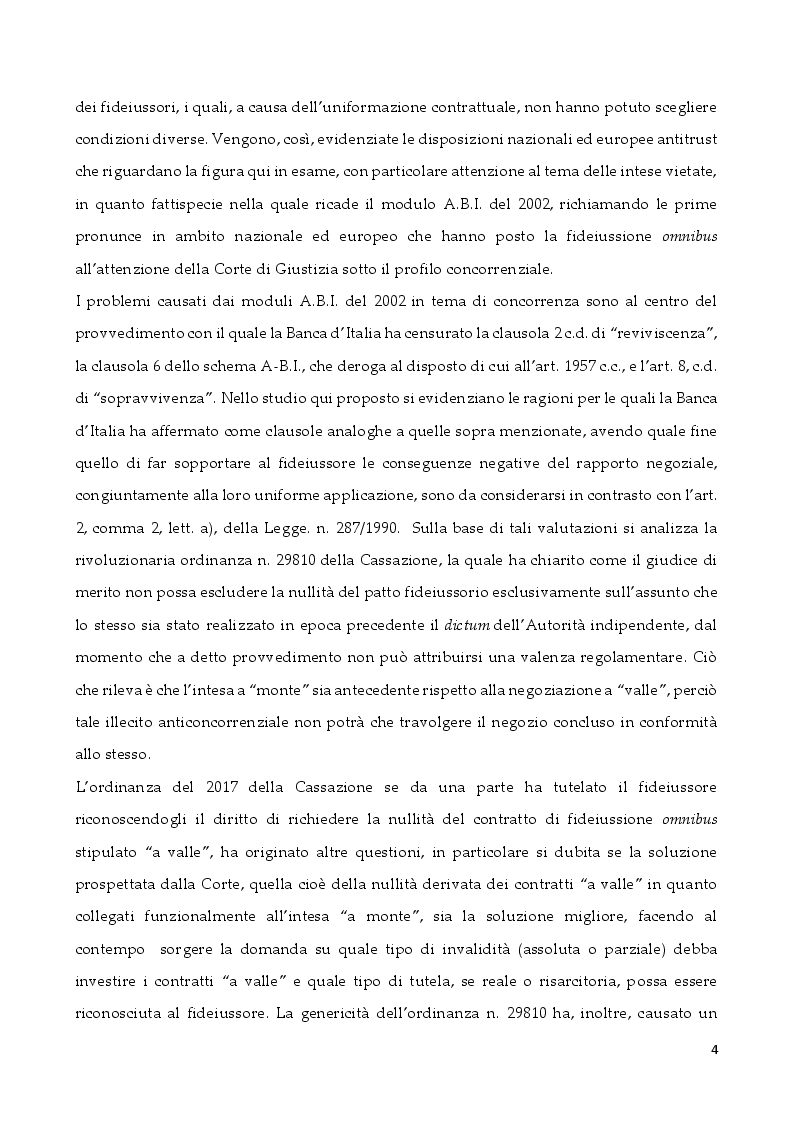 Anteprima della tesi: Questioni attuali in materia di fideiussione omnibus, Pagina 5
