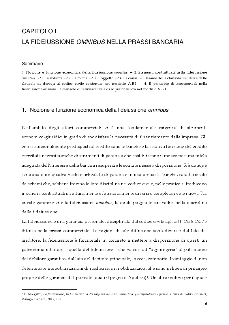 Anteprima della tesi: Questioni attuali in materia di fideiussione omnibus, Pagina 7
