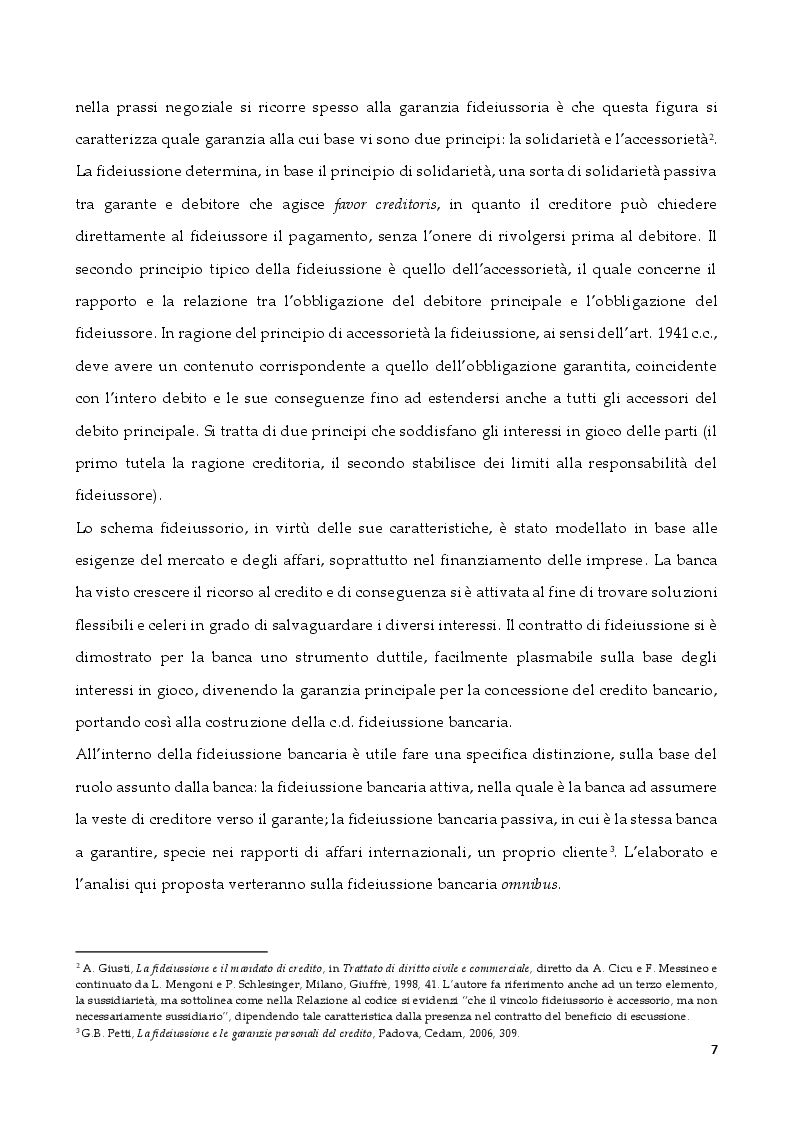 Anteprima della tesi: Questioni attuali in materia di fideiussione omnibus, Pagina 8